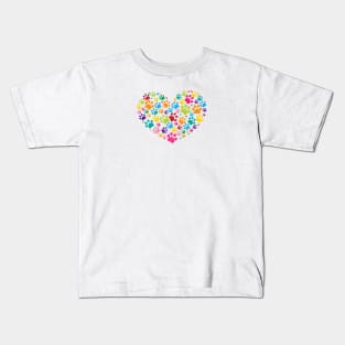 Made of heart colorful paws Kids T-Shirt